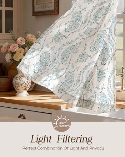 Miss Adola 24 Inch Length Kitchen Tier Curtains, Blue Farmhouse - color: Blue Farmhouse, size: 28"W x 24"L (Pack of 2)