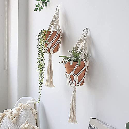 Artilady Macrame Plant Hanger, Boho Hanging Planter for Indoor Plants - color: White E