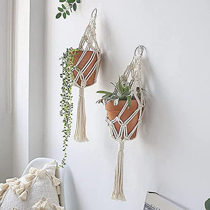 Artilady Macrame Plant Hanger, Boho Hanging Planter for Indoor Plants - color: White E