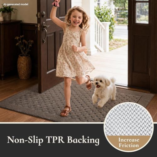 Dirt Trapper Door Mat 20"x 32", Non-Slip Entryway Rugs, Brown - color: Brown, size: 20" x 32"