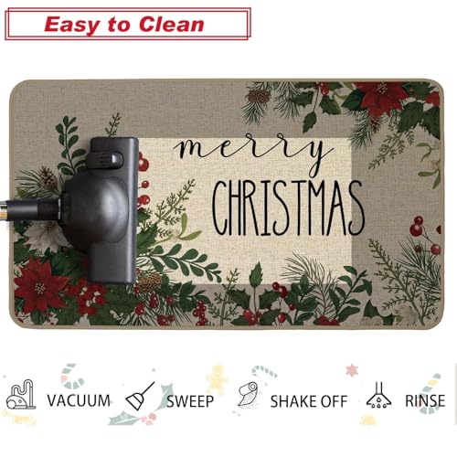 Baccessor Christmas Kitchen Rugs Set of 2, 17x29 and 17x47 Inch - color: Holly Berry