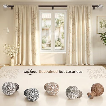 2 Pack Curtain Rod 36-91 Inch, Boho Wood 1 Inch Window Curtain Rod - color: Walnut Wood, size: 36''-91'' (2 Pack)