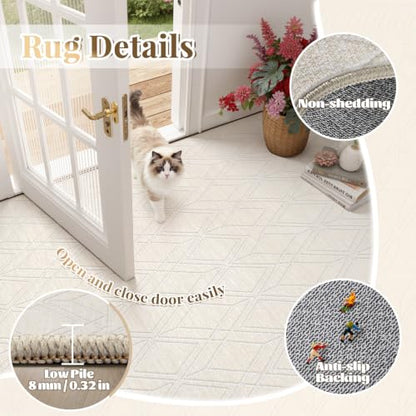 8x10 Area Rugs Washable Rug: Geometric Moroccan Farmhouse Rugs Large Living Room Rug Modern Neutral Soft Non-Slip Printed Pattern Carpet for Bedroom Dining Room Nursery Office (Beige, 8'x10') - size: 8' x 10' (Rectangular)