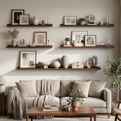 Axeman 20 Inch Floating Shelves, Walnut Picture Ledge Shelf Set of 4 - color: Walnut, size: 20 Inch