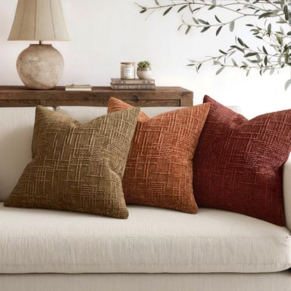 MIULEE Chenille Textured Fall Throw Pillow Covers Bronze 18x18 Set of 2 - color: Bronze, size: 18" x 18" (Pack of 2)