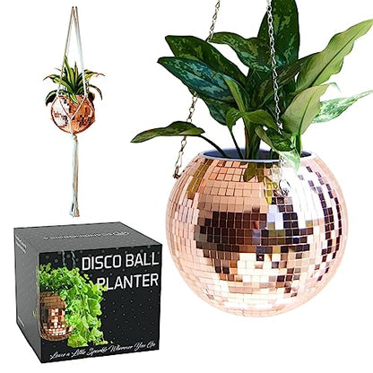 SCANDINORDICA Disco Ball Planter, Value Package, 10-inch Rose Gold - size: 10" Rose Gold