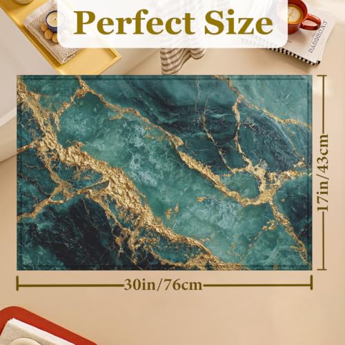 Green Gold Marble Bath Mat Rug, Door Mat Doormat Entrance Non-Slip Bathroom Rugs for Entryway Bathroom Kitchen 17 x 30 Inch - color: Green Gold Marble