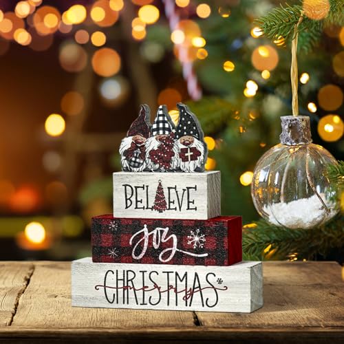 Smile Christmas Wooden Sign Tabletop Decor Gnome Believe Joy - style: Gnome