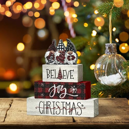 Smile Christmas Wooden Sign Tabletop Decor Gnome Believe Joy - style: Gnome