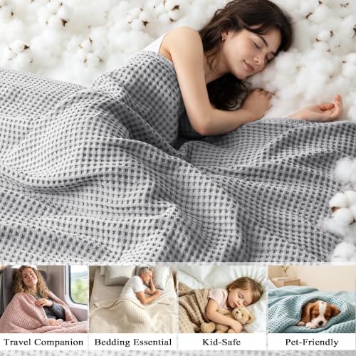 Exclusivo Mezcla 100% Cotton Blanket Twin Size for Bed, Light Grey - color: Light Grey, size: Twin (60" x 80")