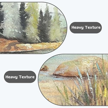 HILL WEST Farmhouse Nature Painting Lake Boat Framed Wall Art, 36x24inch - color: Boat, size: 36"L x 24"W