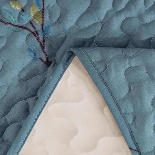 Exclusivo Mezcla 60"x 80" Boho Quilted Throw Blanket, Blue Quilt Throw - color: Floral Blue, size: 60 x 80 inch