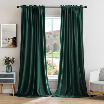MIULEE Dark Green Blackout Velvet Curtains Drapes 72 Inch Long 52"x72" - color: Dark Green, size: 52"W x 72"L (Pack of 2)