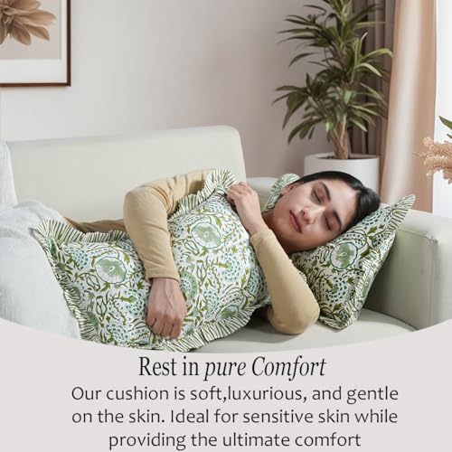 CPC Agate Green Block Print Ruffle Sham Pillow Cover 12x20 Inch, Pack of 1 - color: Agate Green, size: 20" x 12" (Pack of 1)