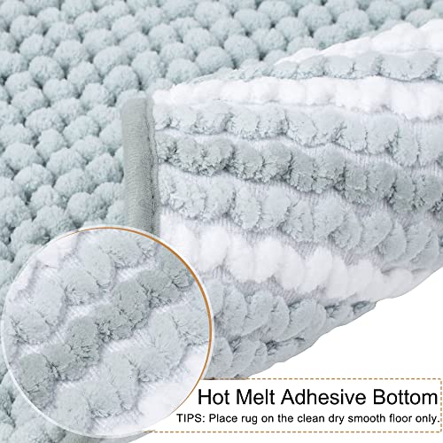 PiccoCasa Chenille Striped Bathroom Rug, Non Slip 20x32 Light Blue & White - color: Light Blue & White, size: 1'8" x 2'8" (Rectangular)