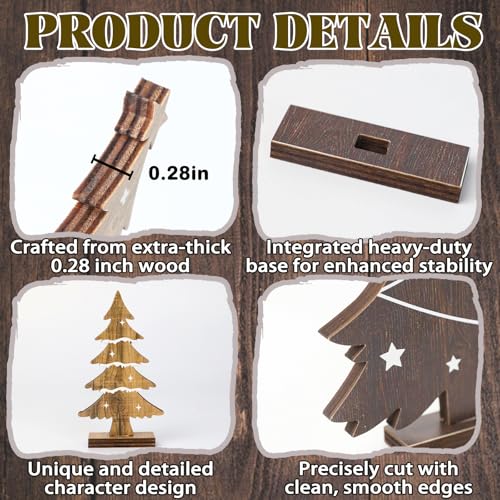 Christmas Decorations Indoor - 5PCS Wooden Christmas Trees Tabletop Shelf Decor Rustic Christmas Decorations Table Centerpieces Wooden Trees Sign for Home Office Fireplace Farmhouse Xmas Party