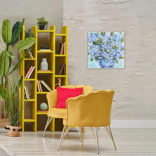 Cool Bouquets Blue Vase Floral, 24 x 24 Inch Canvas Wall Art - color: Blue Vase Hydrangea Bouquet, size: 24"L x 24"W