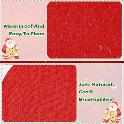 24 Pcs Red Burlap Round Placemats, Christmas Table Mats - color: Red