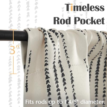 jinchan Striped Window Valance 16 Inch Modern Boho 1 Panel Black on Beige - color: Boho| Black on Beige, size: 52"W x 16"L (Pack of 1)