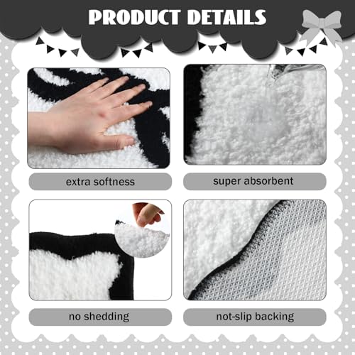 Tinideya Black Bow Bathroom Rug 20" x 32" Scalloped Bow Bath Mat - color: Black, size: 20" x 32" (Rectangular)