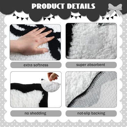 Tinideya Black Bow Bathroom Rug 20" x 32" Scalloped Bow Bath Mat - color: Black, size: 20" x 32" (Rectangular)