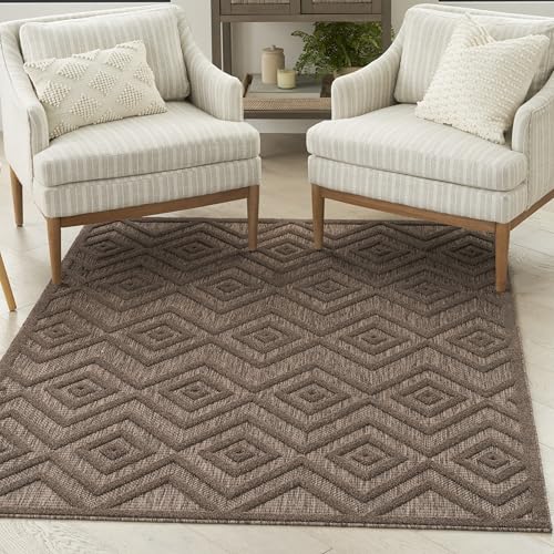 Nourison Home Versatile Brown 6' x 9' Area Rug - Easy Clean, Non Shedding, Bed Room, Living Room, Dining Room, Kitchen (6' x 9') - color: Brown, size: 6' x 9' (Rectangular)