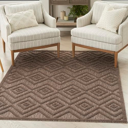 Nourison Home Versatile Brown 6' x 9' Area Rug - Easy Clean, Non Shedding, Bed Room, Living Room, Dining Room, Kitchen (6' x 9') - color: Brown, size: 6' x 9' (Rectangular)