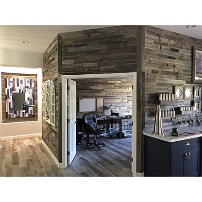 Rockin' Wood Real Wood Peel & Stick 2 & 4 Foot Length Rustic Reclaimed Naturally Weathered Barn Wood Accent Paneling Planks for Walls, 10 Square Feet - size: 10 Square Feet