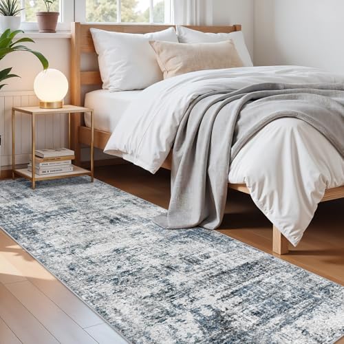 Washable 2x8 Runner Rug: Modern Abstract Carpet Runners for Hallway - color: Blue, size: 2' x 8' (Runner)