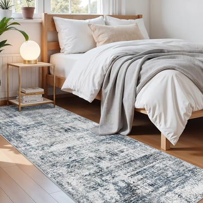 Washable 2x8 Runner Rug: Modern Abstract Carpet Runners for Hallway - color: Blue, size: 2' x 8' (Runner)