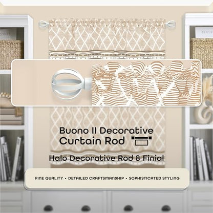 Buono II Halo White Rod & Finial, 28-48 in, for Windows, Finials - size: 28-48, style: Halo White