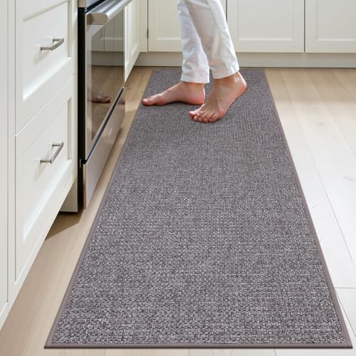 Ileading Non Slip Kitchen Runner Rug, Waterproof Anti Fatigue Cushioned Floor Mat for Kitchen, Dirt Resistant Durable Doormat with Rubber Backing for Laundry Hallway Entryway 23"x59" - color: Gray&brown, size: 23"x59"