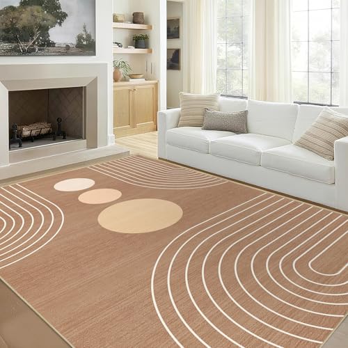 Area Rug 6x9 Boho Modern Geometric Brown Abstract Rug Living Room Washable - color: Camel Brown, size: 9' x 6' (Rectangular)