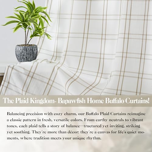 72 Inch Linen White Buffalo Plaid Window Curtain Panels - color: Plaid Linen/White, size: 40"W x 72"L (Pack of 2)