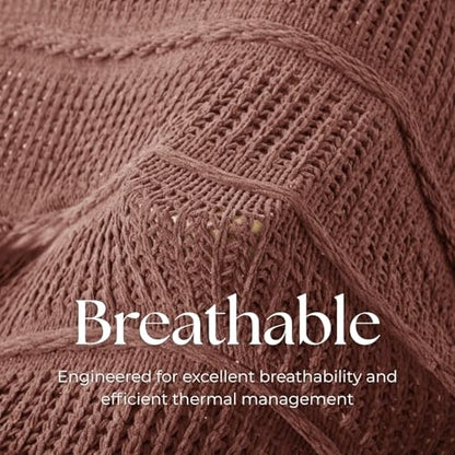 Boho Knitted Chenille Blanket with Tassels - Lightweight & Soft All-Season Throw - 3D Classic Pattern for Living Room Bedroom Couch, Clay Brown, King 90"x108" - color: Clay Brown, size: King
