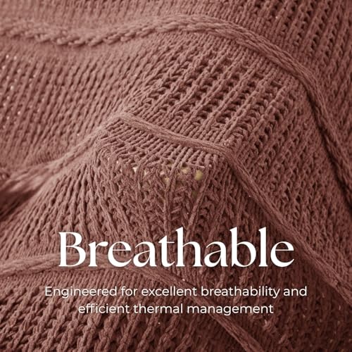 Boho Knitted Chenille Blanket with Tassels - Lightweight & Soft All-Season Throw - 3D Classic Pattern for Living Room Bedroom Couch, Clay Brown, Twin 60"x80" - color: Clay Brown, size: Twin