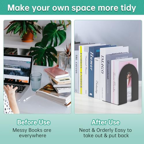 Heavy Duty 10" Bookends, 1 Pair Black Bookend for Office, Home,Bookshelves - size: 2Pcs