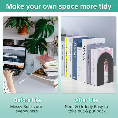 Heavy Duty 10" Bookends, 2 Pair Black Bookend for Office, Home,Bookshelves - size: 4Pcs