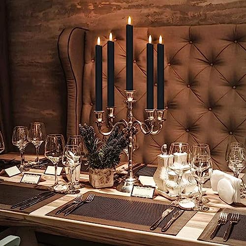 GenSwin Flameless Taper Candles LED Battery Operated Remote Timer Black - color: Black