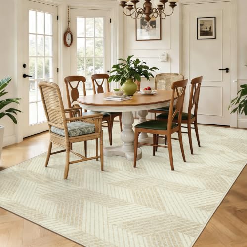 MXSANYOO Area Rugs 6x9 for Living Room, Washable Geometric Beige Carpet - color: Beige, size: 6' x 9' (Rectangular)