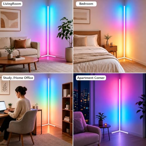 LED Corner Lamp, Color Changing Standing Lamp,White