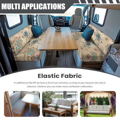 Boho Dragonfly Mandala Print 2 Pcs RV Dinette Cushion Covers Anti-Slip Camper Cushion Slipcover Washable RV Couch Cover Sofa Slipover for Travel Trailer Couch - color: Boho Dragonfly Mandala