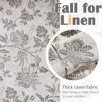 jinchan Floral Valance Curtain Linen 16 Inch Farmhouse 1 Panel Grey - color: Jacobean | Grey, size: 50"W x 16"L (Pack of 1)