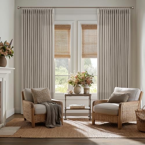 Burlywood Pinch Pleated Extra Long Semi Sheer Curtains 105 Inches Long 50W - color: Burlywood Birch, size: 50"W x 105"L (Pack of 2)