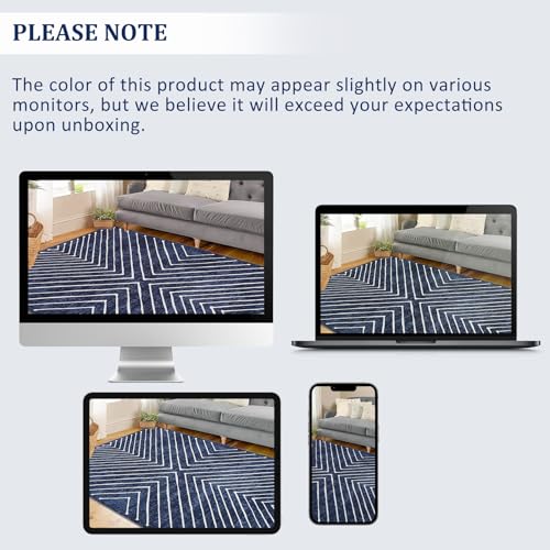 ROYHOME Washable Runner Rug 2x6 Non Slip Hallway Runner Rug for Entryway - color: Navy, size: 2' x 6' (Runner)