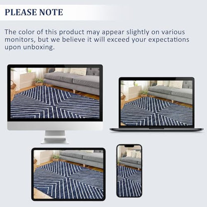ROYHOME Washable Runner Rug 2x6 Non Slip Hallway Runner Rug for Entryway - color: Navy, size: 2' x 6' (Runner)
