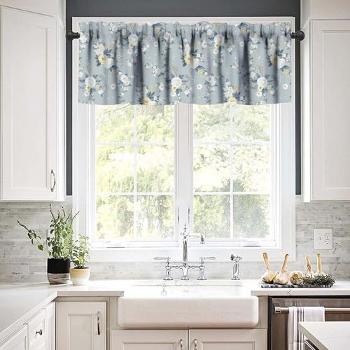JESTRONRY Beautiful Floral Valance Curtain,Cute Spring Summer Flowers Rod Pocket Valance Window Treatments for Bedroom Kitchen Dining Room 54x18in - color: Beautiful Floral-3