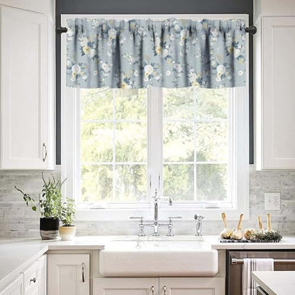JESTRONRY Beautiful Floral Valance Curtain,Cute Spring Summer Flowers Rod Pocket Valance Window Treatments for Bedroom Kitchen Dining Room 54x18in - color: Beautiful Floral-3