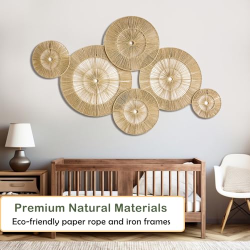 SOONOW Boho Wall Baskets Decor, 6 Pack (17", 15", 13", 11", 9", 7") - size: Large