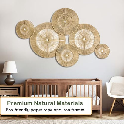 SOONOW Boho Wall Baskets Decor, 6 Pack (17", 15", 13", 11", 9", 7") - size: Large
